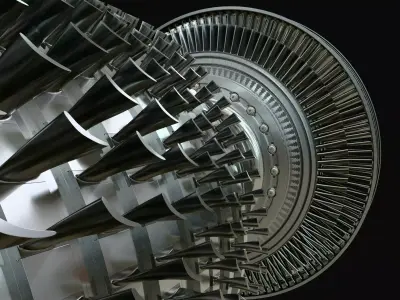 Gas Turbine Engine high Detail full Interior 3D model