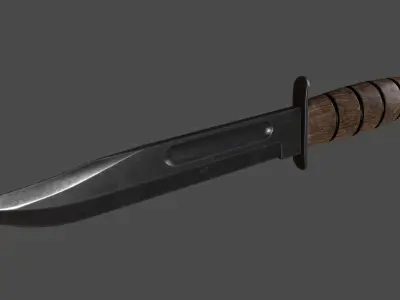 knife 9 with wooden handle Low-poly 3D model
