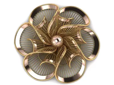 fizyon3d flower in gold and silver 3D print model