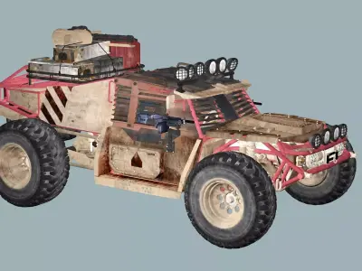 Post-Apocalypse Buggy Car TX With Gunholder 3D Model Low-poly 3D model