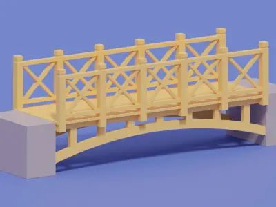 Cartoon Wooden Bridge 3D model purchase