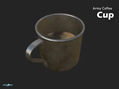 WW2 Military Coffee Cup Game Ready Textured Free low-poly 3D model