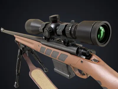 Hunting Rifle GameReady Low-poly 3D model