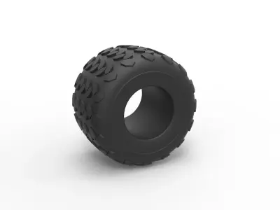 Monster Jam tire 26 Scale 1 to 25 3D print model