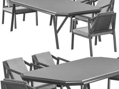 sette garden stone table and chair 3D model