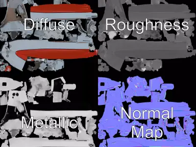 Grey Naval Battleship model pack Low-poly 3D model