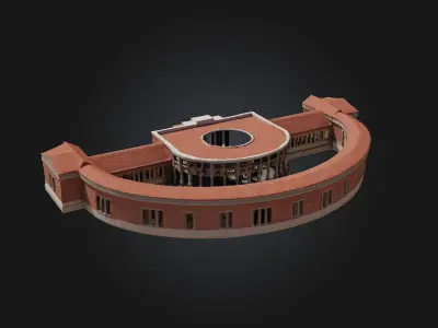 U-Shaped Brick Structure  Versatile Historical Architecture 3D model