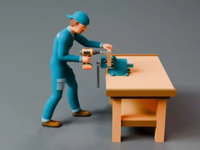 Handyman Modular low-poly stylized Low-poly 3D model