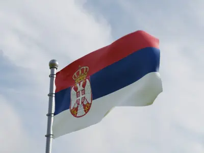 Animated Serbia Flags 3D model