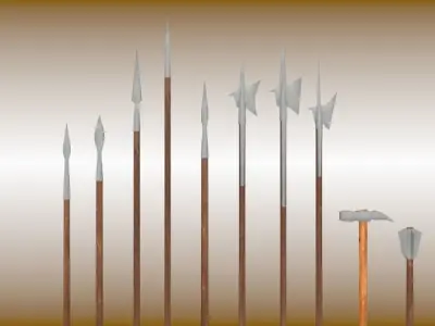 Medieval polearm set Low-poly 3D model