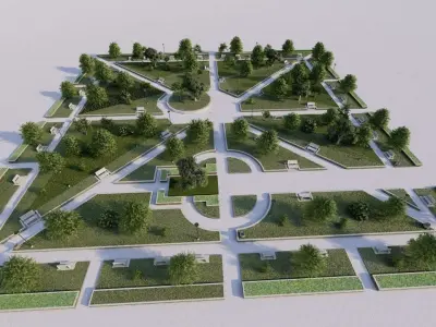 public park-Private Park Landscape 3D model 8