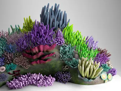 3D Underwater Coral Reef Habitat Ocean  3D model