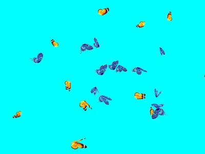 butterflies flying in air Low-poly 3D model