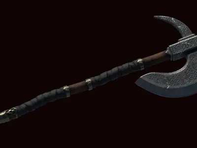 two-handed medieval axe 3D model