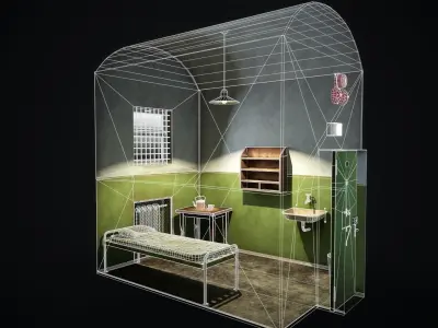 An old prison chamber Low-poly 3D model