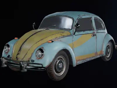 Game-ready Volkswagen Beetle - 1967 Low-poly 3D model