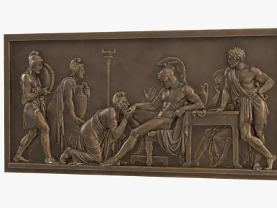 Bronze Relief Priam Pleads Achilles 3D model