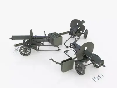 Maxim  machine gun Low-poly 3D model