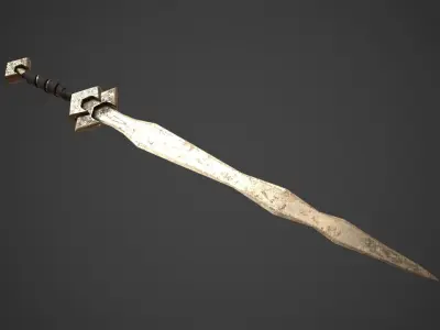 Mercenary Sword with PBR material Low-poly 3D model