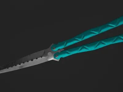 Butterfly knife Low-poly 3D model 5