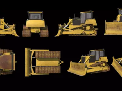 Low Poly Bulldozer v2 Low-poly 3D model