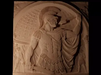 Roman Gladiator Sandcasting Bas High Relief CNC 3D print model