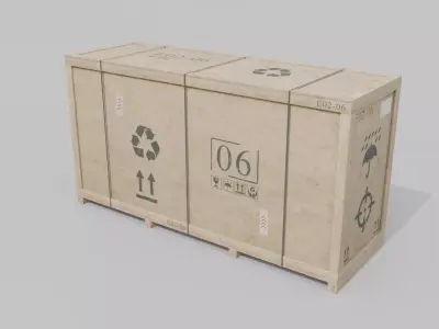 Extra Long and Tall Wooden Crate - Customizable Shipping Box Low-poly 3D model