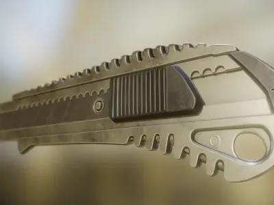 Box Cutter Lowpoly Aluminum Version - Gameready - PBR Textures Low-poly 3D model