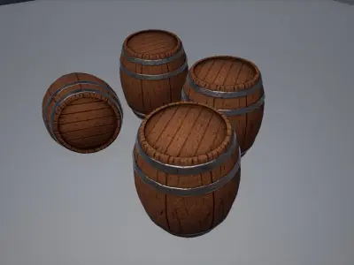 Low Poly Barrel wooden Low-poly 3D model