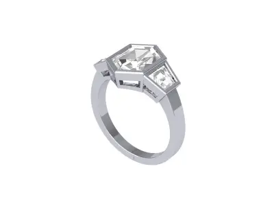 Hexagone 3 Stone Ring 3D print model