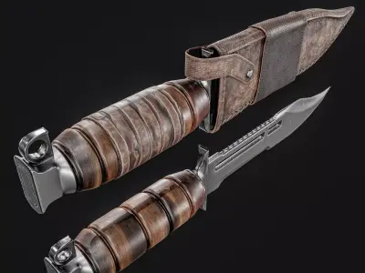 Combat knife with Cover Low-poly 3D model