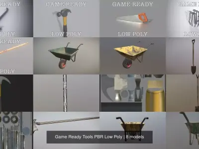 Game Ready Tools PBR Low Poly shovel 3D Model Pack