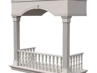 14 Classic Balconies With Marble Balusters and Wrought  3D model