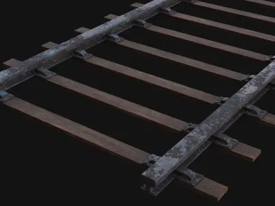Railway track 3D Model  Low-poly 3D model