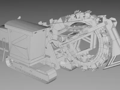 Wheel Trencher Heavy Machinery Construction Vehicle Low-poly 3D model