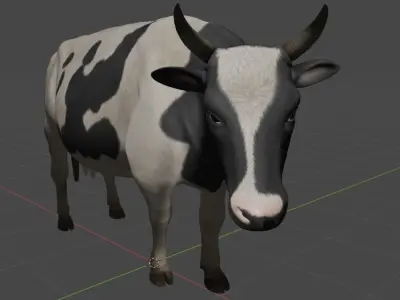 Cow 3D model with Fur Texture 3D model