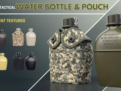 Military-Tactical Water Bottle and Pouch Free 3D model