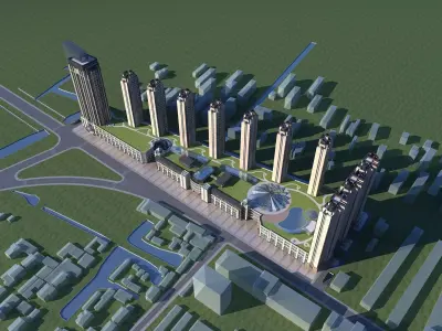 Architecture futuristic skyscraper 3D model