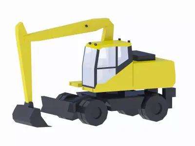 Excavator Construction Loader PW160-7 Simplified Low-poly 3D model