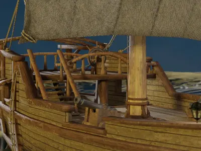 Ship - boat sea thieves   low poly  Low-poly 3D model