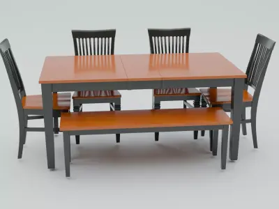 Dining Chair And Table Low-poly 3D model