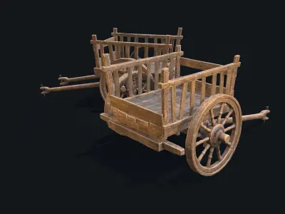 Medieval Cart 2  Low-poly 3D model