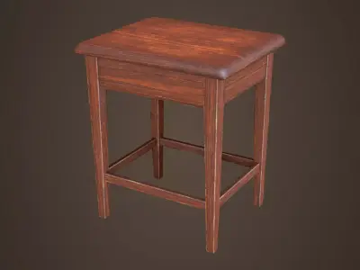 Old vintage simple stool Low-poly 3D model