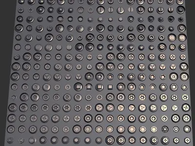 270 Nuts Bolts and Screws ALPHA PACK Low-poly 3D model