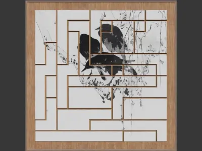 Painting Frame - Bird Design - 3D Wall Art Model Low-poly 3D model