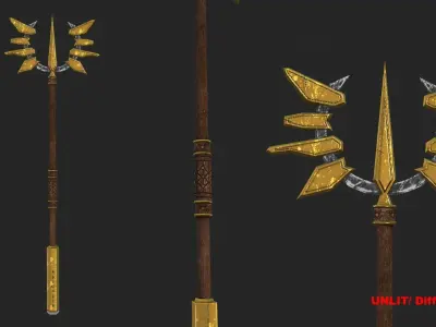 Fantasy Stylish- Staff of Crown Low-poly 3D model