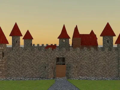 Black Stone Fort Free low-poly 3D model