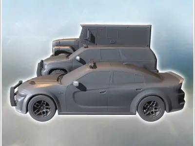 Modern police vehicle incl Chevrolet Tahoe and Dodge Charger 6 - 3D print model