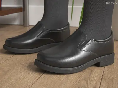 Boys Slip On Loafers with Socks Black 3D model