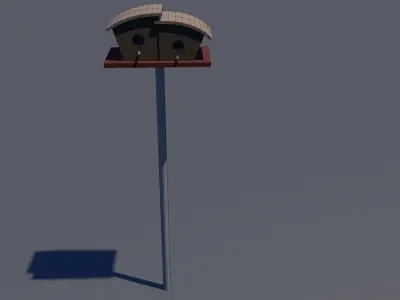 Birdhouse bird house on pole Low-poly 3D model